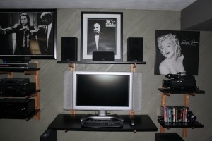 Wooden TV Stands installed with the Wooden You shelving system